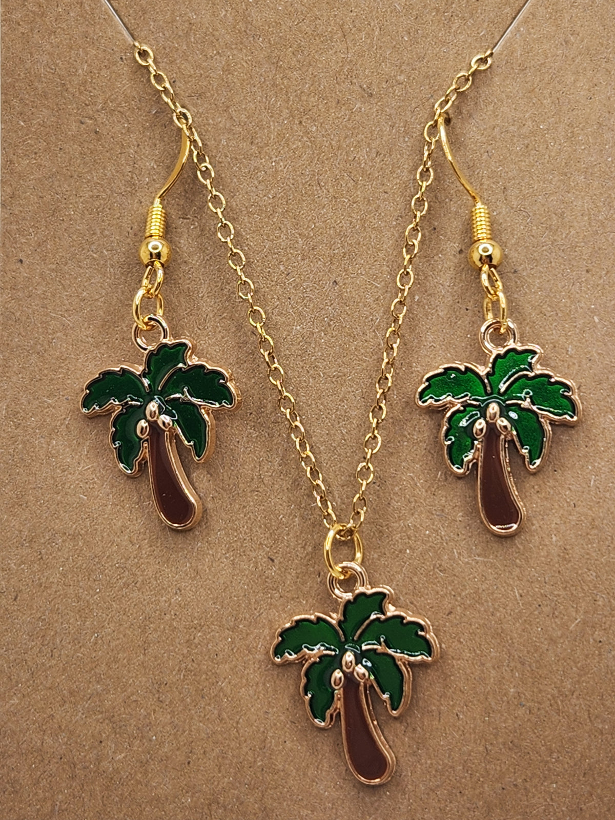 Palm Tree Necklace and Earring Set